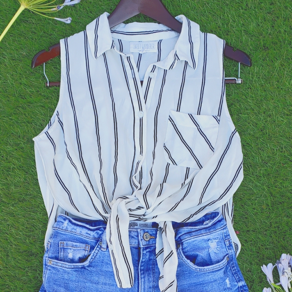 Striped collared top